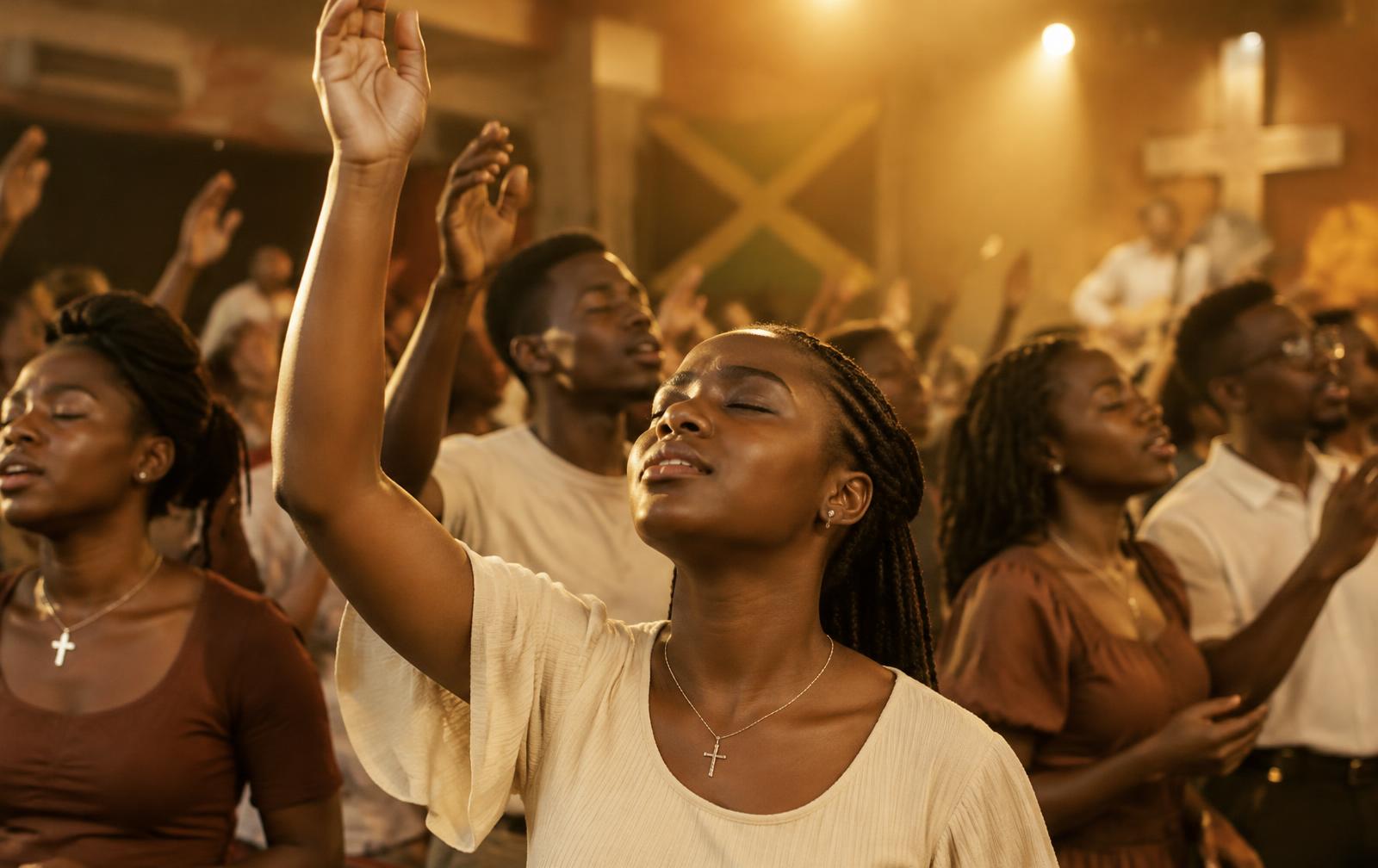 Young people worshipping
